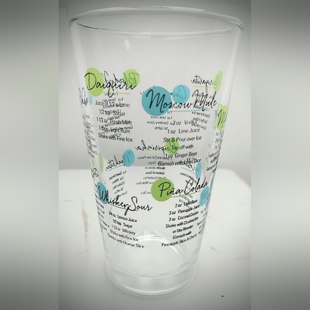 Vintage Libbey Cocktail Recipe Tumbler Mixer MCM Retro Theme